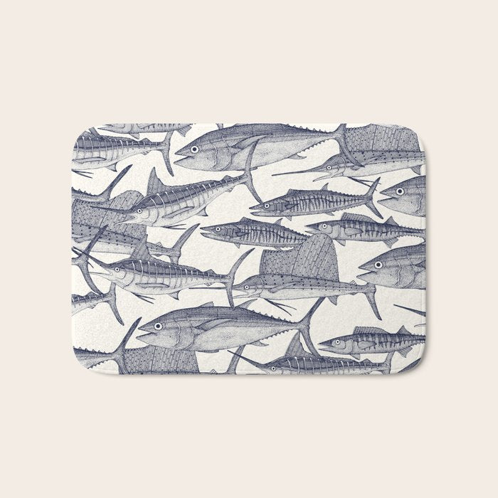 Atlantic fish blue Bath Mat Gallery Image 1