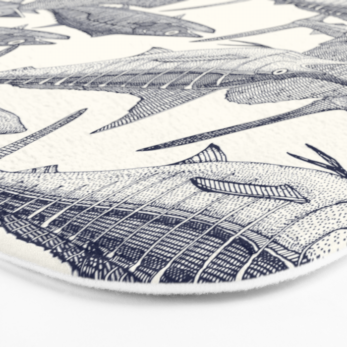 Atlantic fish blue Bath Mat Gallery Image 3