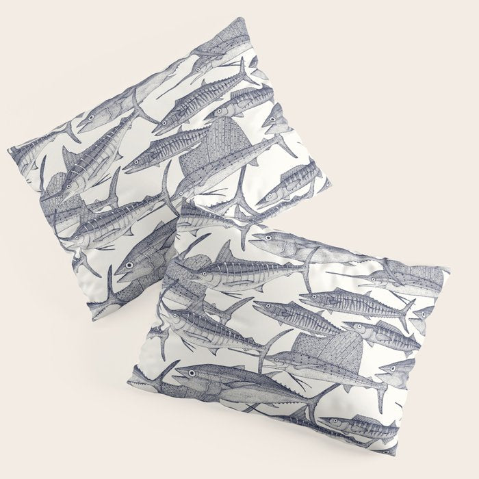 Atlantic fish blue Pillow Sham Gallery Image 3