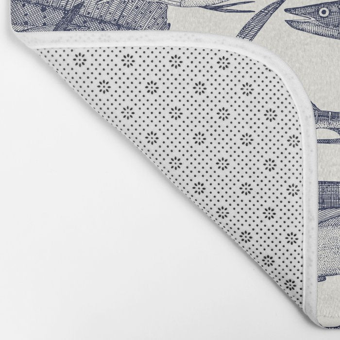 Atlantic fish blue Bath Mat Gallery Image 2