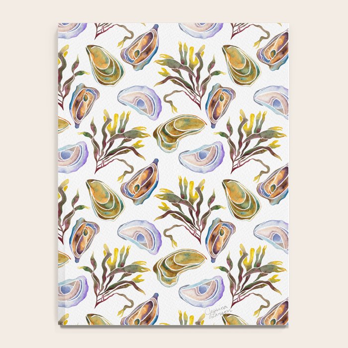 Watercolor Oysters and Seaweed Pattern Notebook Gallery Image 4