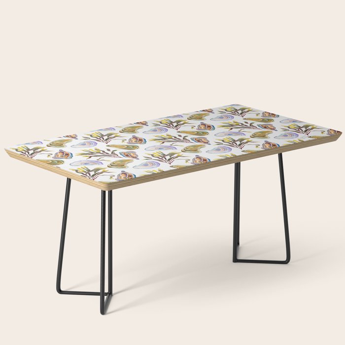 Watercolor Oysters and Seaweed Pattern Coffee Table Gallery Image 1