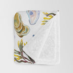 Watercolor Oysters and Seaweed Pattern Throw Blanket Gallery Image 3