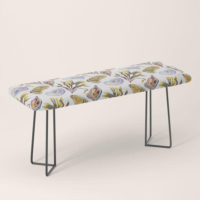 Watercolor Oysters and Seaweed Pattern Bench Gallery Image 1