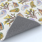 Watercolor Oysters and Seaweed Pattern Rug Gallery Image 4