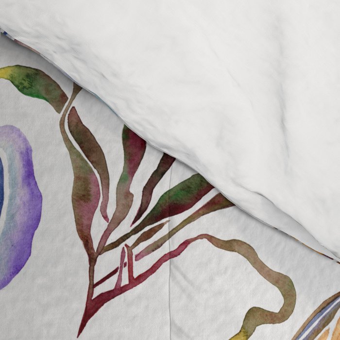 Watercolor Oysters and Seaweed Pattern Comforter Gallery Image 4