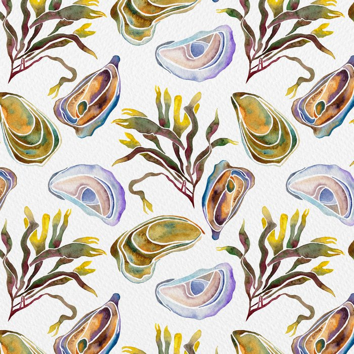 Watercolor Oysters and Seaweed Pattern Coffee Mug Gallery Image 2