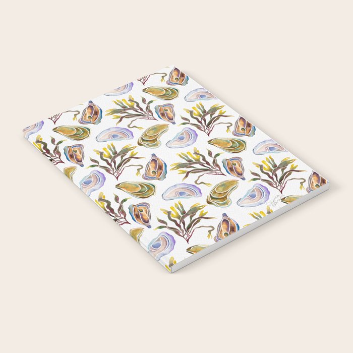 Watercolor Oysters and Seaweed Pattern Notebook Gallery Image 1