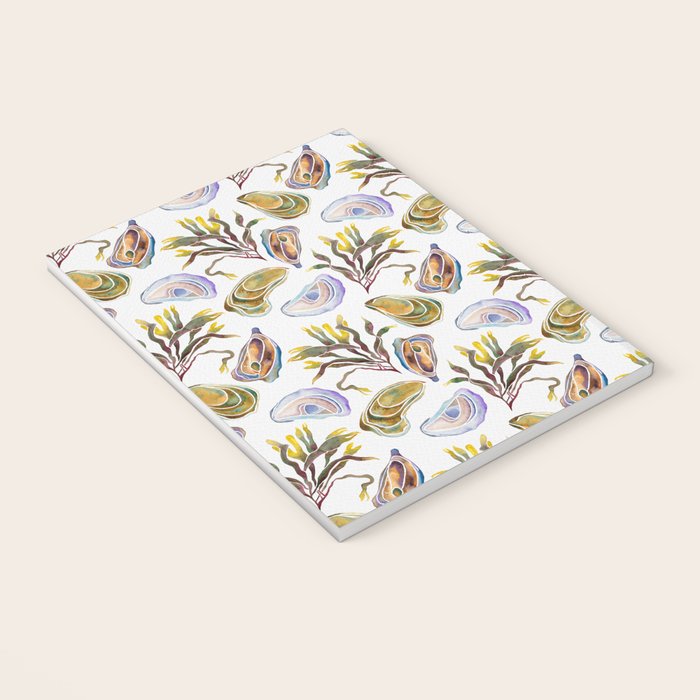 Watercolor Oysters and Seaweed Pattern Notebook Gallery Image 3