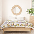 Watercolor Oysters and Seaweed Pattern Duvet Cover Gallery Image 3