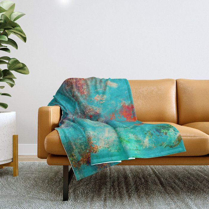 Aztec Turquoise Stone Abstract Texture Design Art Throw Blanket Gallery Image 1