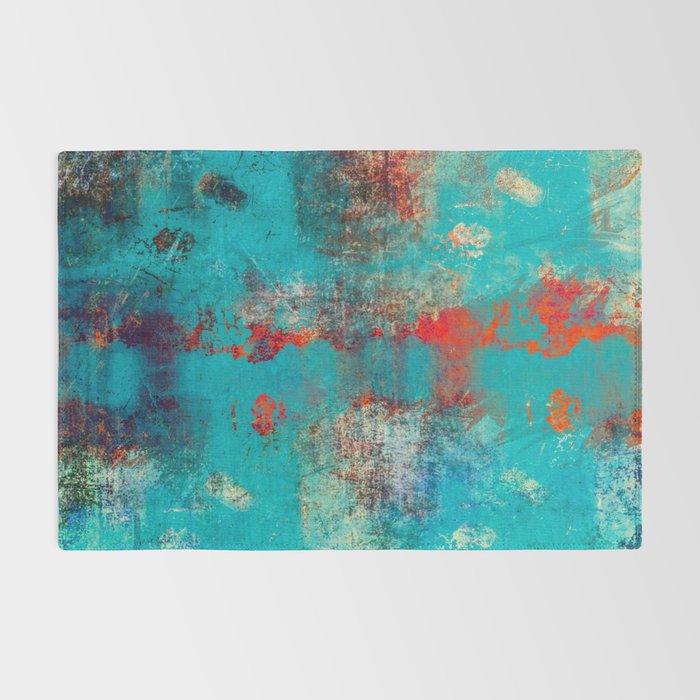 Aztec Turquoise Stone Abstract Texture Design Art Rug Gallery Image 2