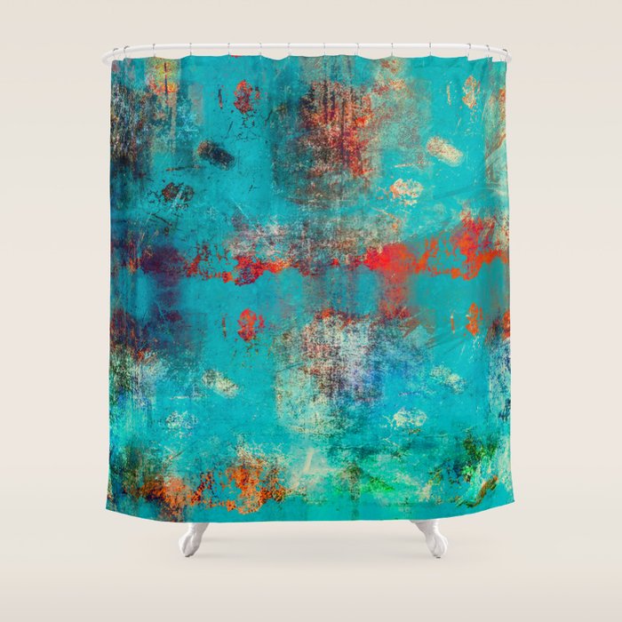 Aztec Turquoise Stone Abstract Texture Design Art Shower Curtain Gallery Image 1