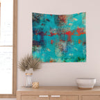 Aztec Turquoise Stone Abstract Texture Design Art Wall Tapestry Gallery Image 2