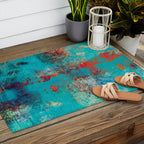 Aztec Turquoise Stone Abstract Texture Design Art Outdoor Rug Gallery Image 2