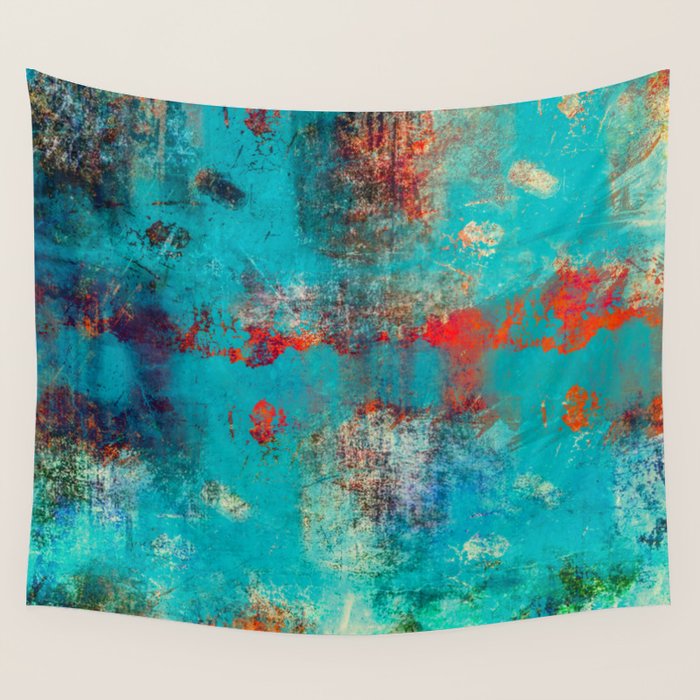 Aztec Turquoise Stone Abstract Texture Design Art Wall Tapestry Gallery Image 1