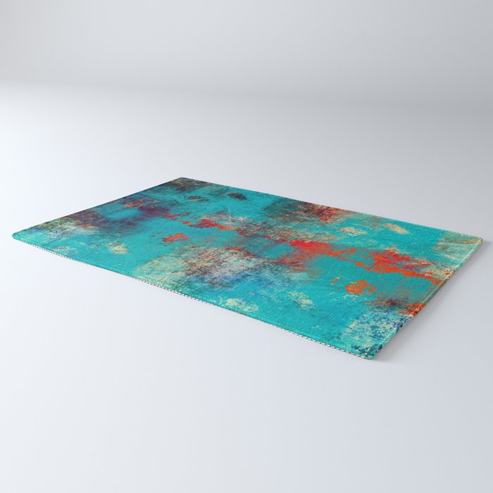 Aztec Turquoise Stone Abstract Texture Design Art Rug Gallery Image 3