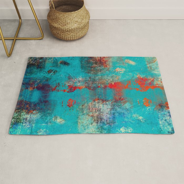 Aztec Turquoise Stone Abstract Texture Design Art Rug Gallery Image 1