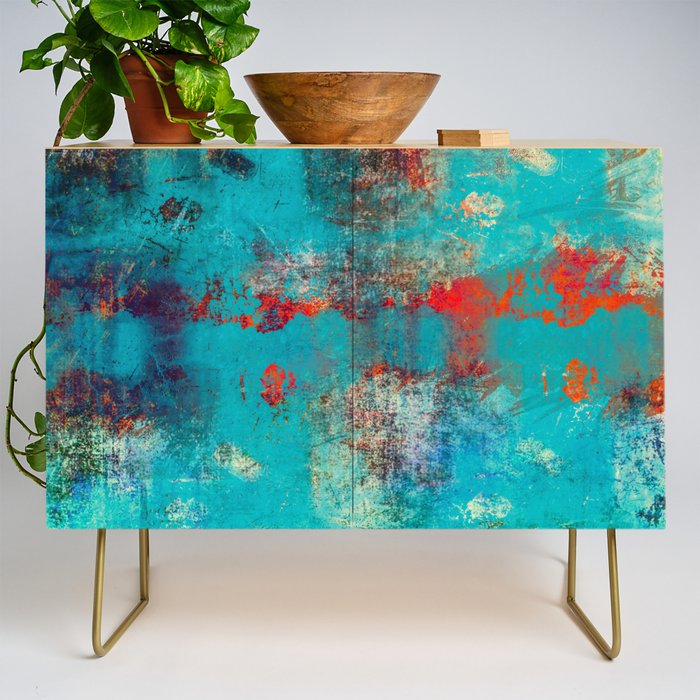 Aztec Turquoise Stone Abstract Texture Design Art Credenza Gallery Image 1