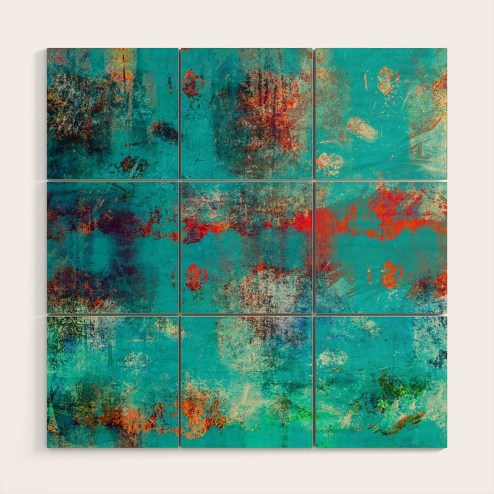 Aztec Turquoise Stone Abstract Texture Design Art Wood Wall Art Gallery Image 1