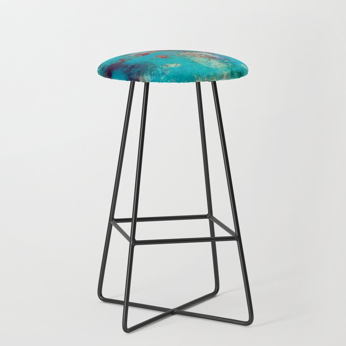 Aztec Turquoise Stone Abstract Texture Design Art Stool Gallery Image 1