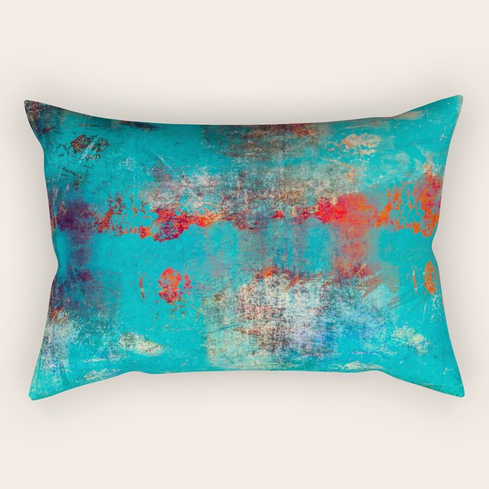 Aztec Turquoise Stone Abstract Texture Design Art Rectangular Pillow Gallery Image 2