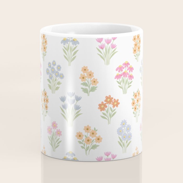 Delicate Hand-Drawn Pastel Floral Meadow Wildflowers  Coffee Mug Gallery Image 4