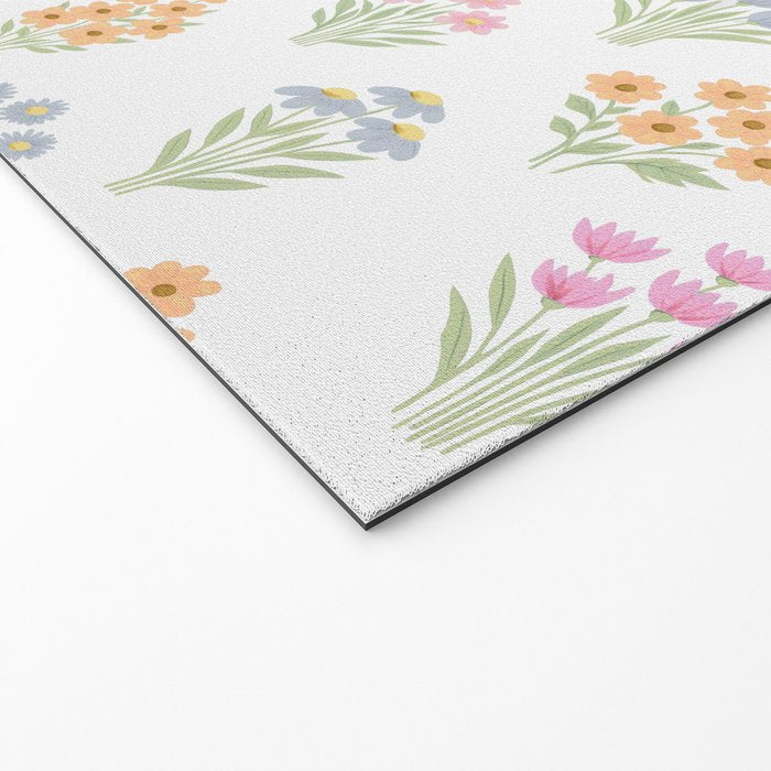 Delicate Hand-Drawn Pastel Floral Meadow Wildflowers  Welcome Mat Gallery Image 2