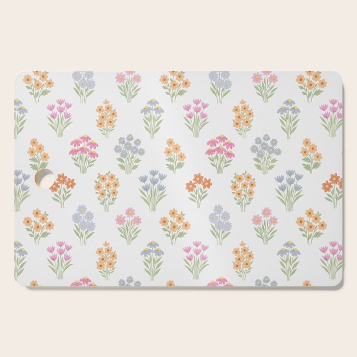 Delicate Hand-Drawn Pastel Floral Meadow Wildflowers  Cutting Board Gallery Image 1