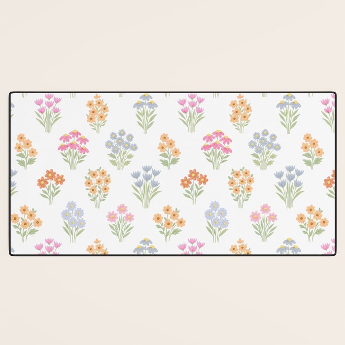 Delicate Hand-Drawn Pastel Floral Meadow Wildflowers  Desk Mat Gallery Image 3