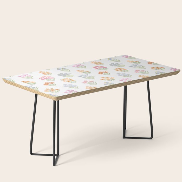 Delicate Hand-Drawn Pastel Floral Meadow Wildflowers  Coffee Table Gallery Image 1