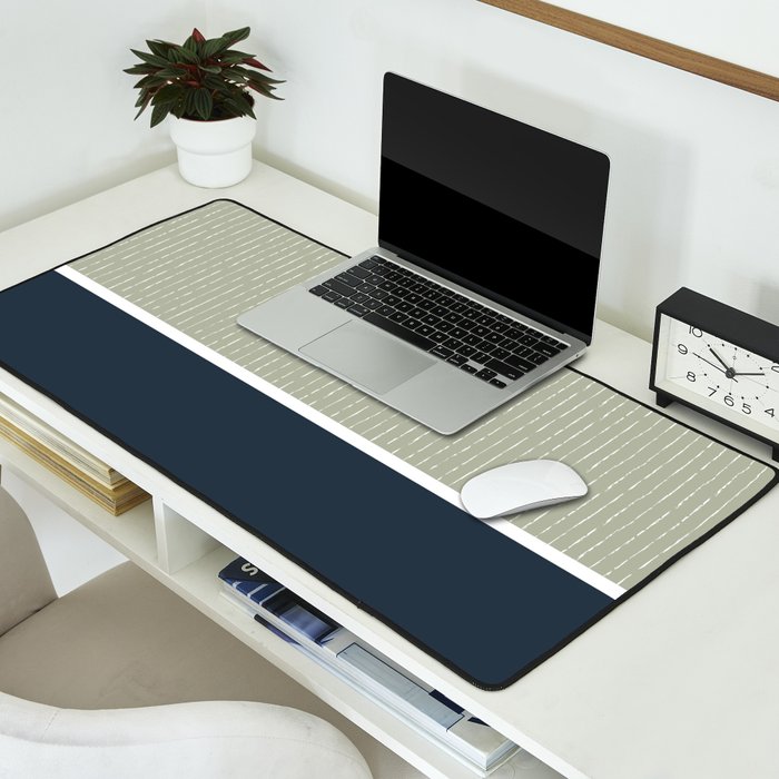 Linen Sage & Navy Desk Mat Gallery Image 2
