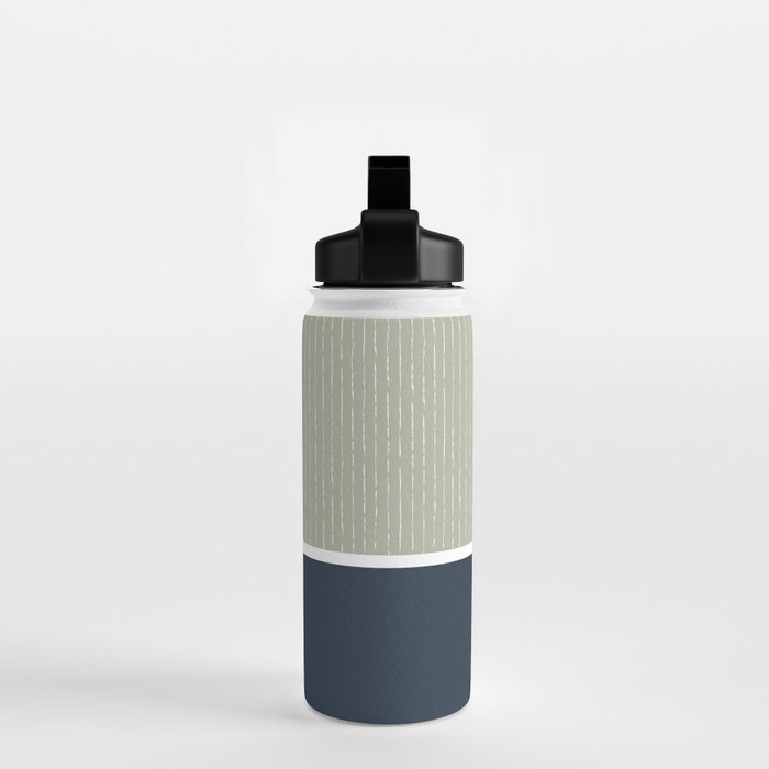 Linen Sage & Navy Water Bottle Gallery Image 2