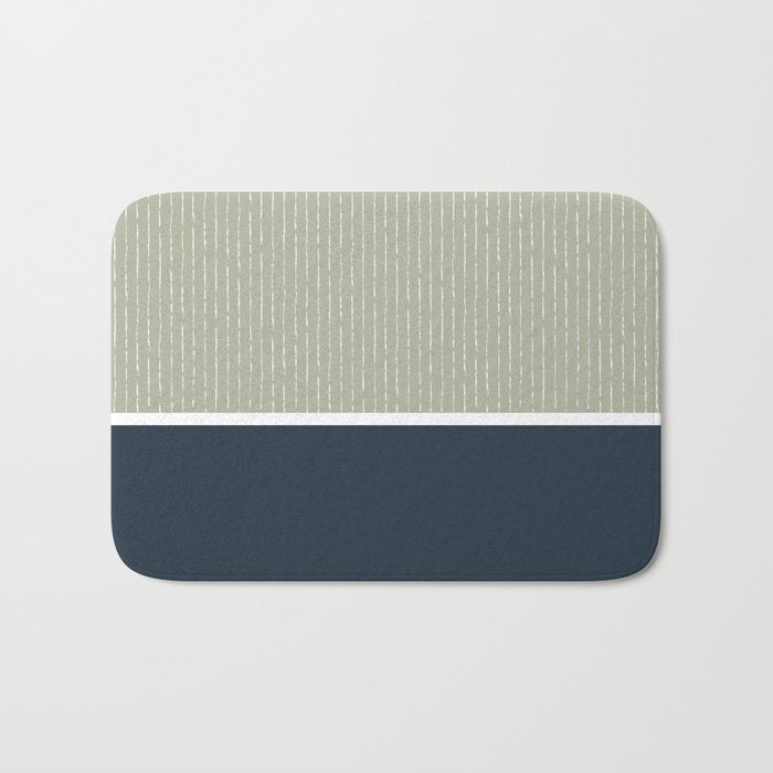 Linen Sage & Navy Bath Mat Gallery Image 1