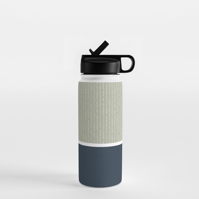Linen Sage & Navy Water Bottle Gallery Image 1
