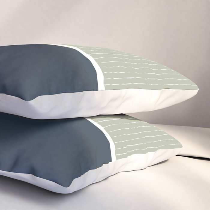 Linen Sage & Navy Pillow Sham Gallery Image 3