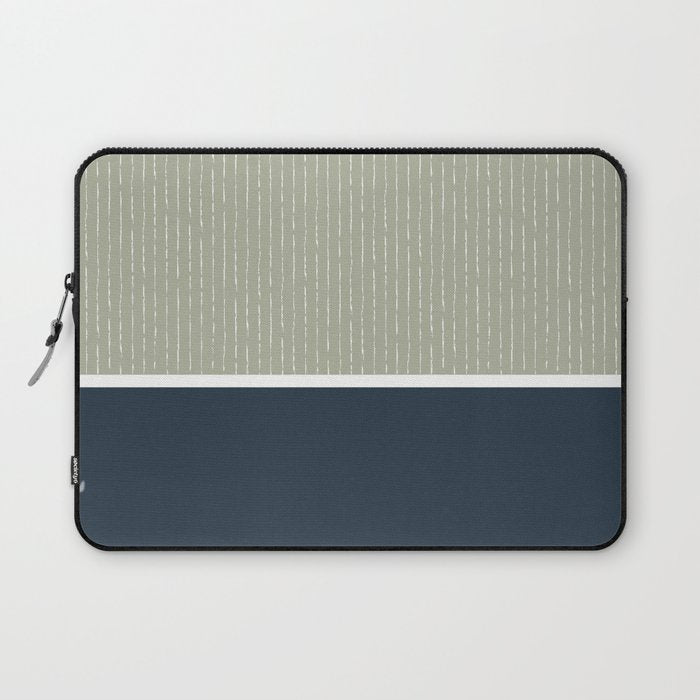 Linen Sage & Navy Laptop Sleeve Gallery Image 1