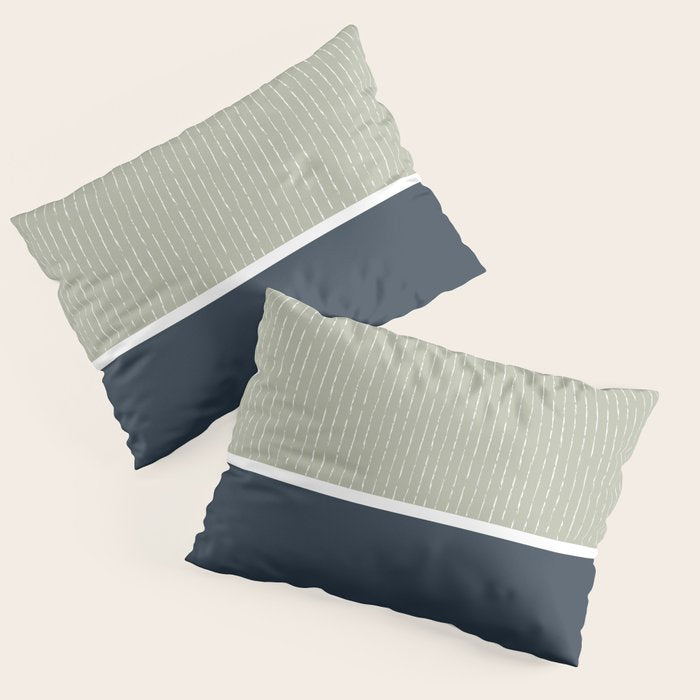Linen Sage & Navy Pillow Sham Gallery Image 1