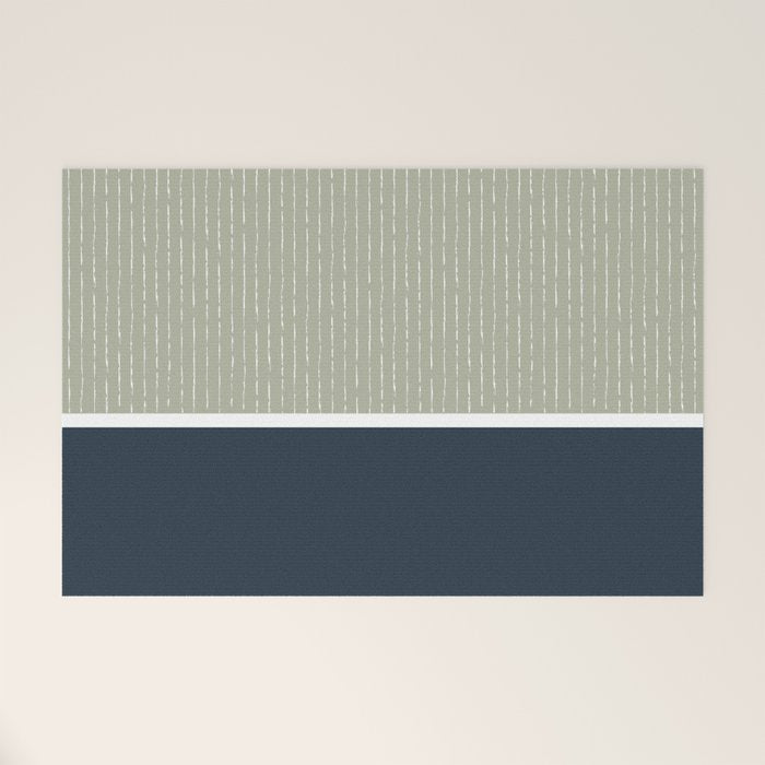Linen Sage & Navy Welcome Mat Gallery Image 1