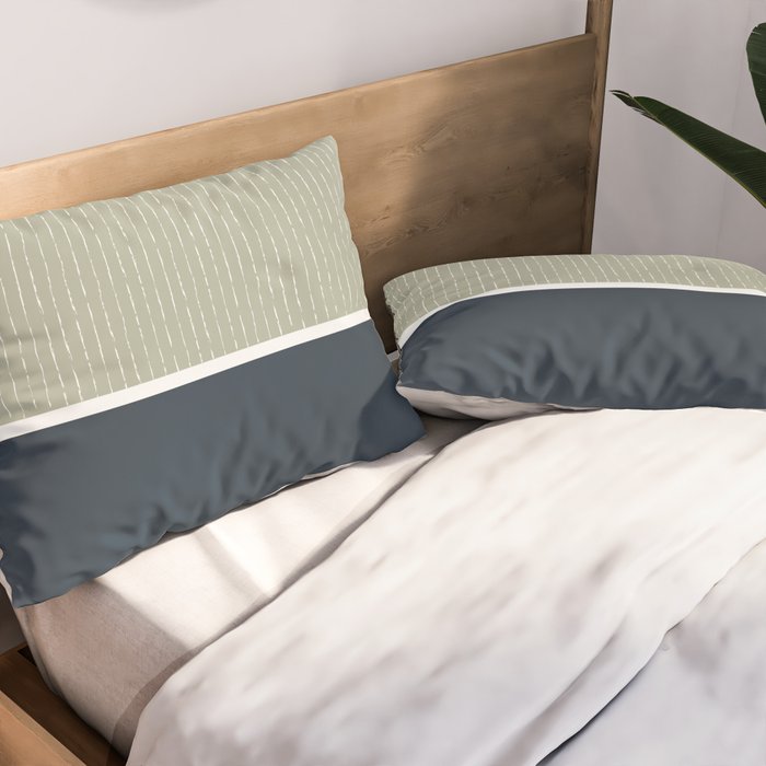 Linen Sage & Navy Pillow Sham Gallery Image 2