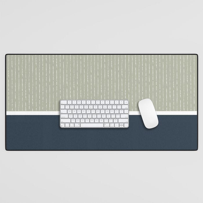 Linen Sage & Navy Desk Mat Gallery Image 1