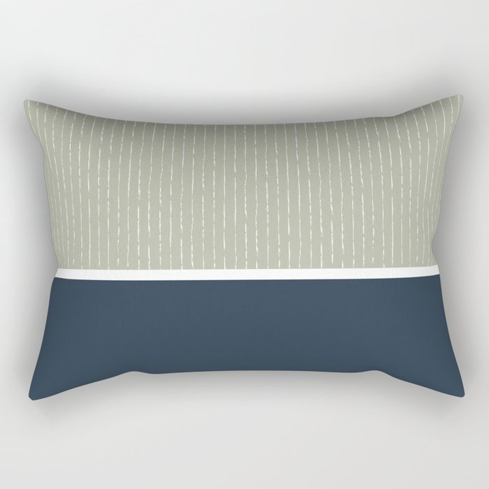 Linen Sage & Navy Rectangular Pillow Gallery Image 2