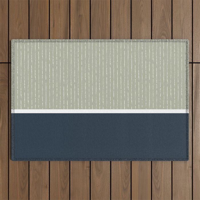 Linen Sage & Navy Outdoor Rug Gallery Image 1