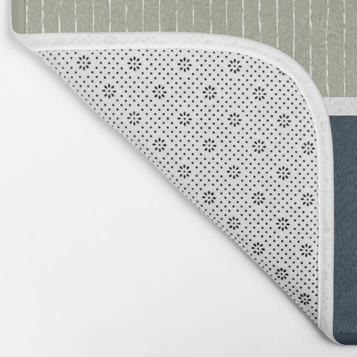 Linen Sage & Navy Bath Mat Gallery Image 2