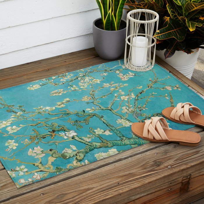 Van Gogh Almond Blossoms Painting Outdoor Rug Gallery Image 2