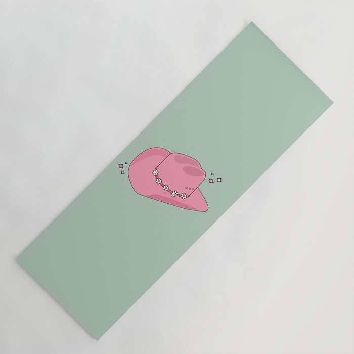 Pink And Green Colorful Cowboy Hat Yoga Mat Gallery Image 1