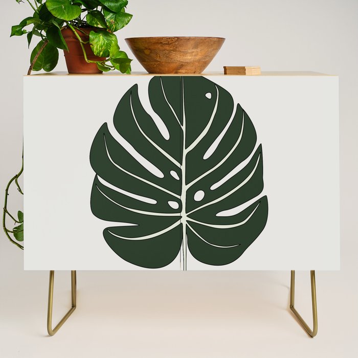 Split Philodendron Leaf Illustration Credenza Gallery Image 1