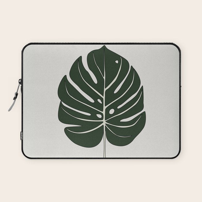 Split Philodendron Leaf Illustration Laptop Sleeve Gallery Image 1