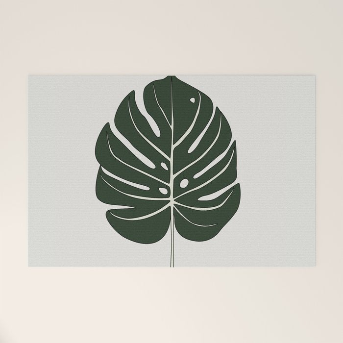 Split Philodendron Leaf Illustration Welcome Mat Gallery Image 1
