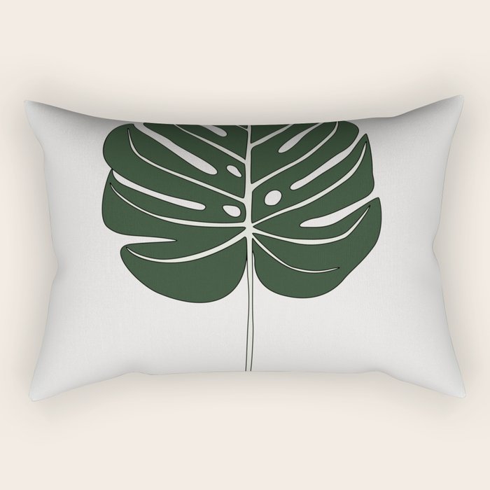 Split Philodendron Leaf Illustration Rectangular Pillow Gallery Image 2